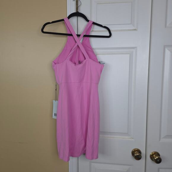 Girlfriend Collective Mariposa Pink Becca X Neck Dress Size L - Picture 4 of 8